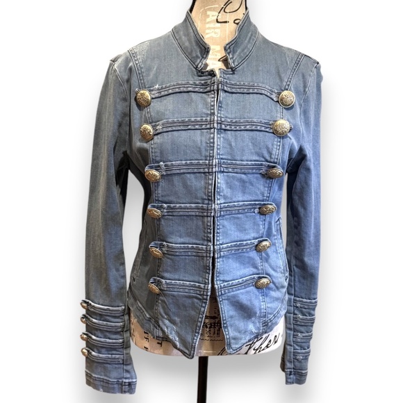 Free People Military Denim Jacket – Indigo Blue – Size M (NWT) - Picture 1 of 10